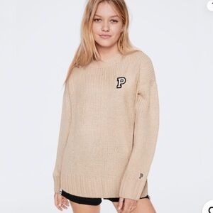 Victoria's Secret PINK Oatmeal Boyfriend  Knit Sweater